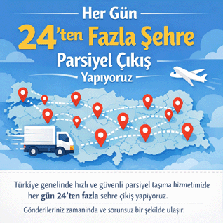her gün 24 den fazla şehire malzeme taşıması